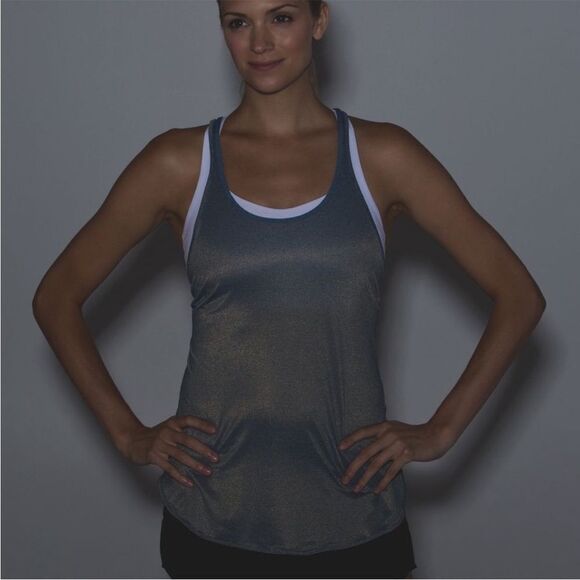 Lululemon What The Sport Singlet Tank Top Heathered Poseidon Gold W1L07S size 4 - Picture 4 of 11